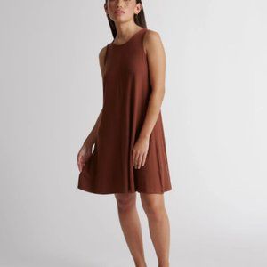 Quince Tencel Jersey Mini Swing Dress Women's Medium Chocolate Brown